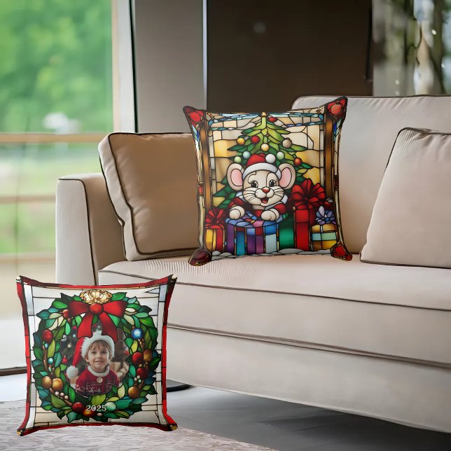 Almofada Rato de Natal em Presente Faux Vidro Mantido (Criador carregado)