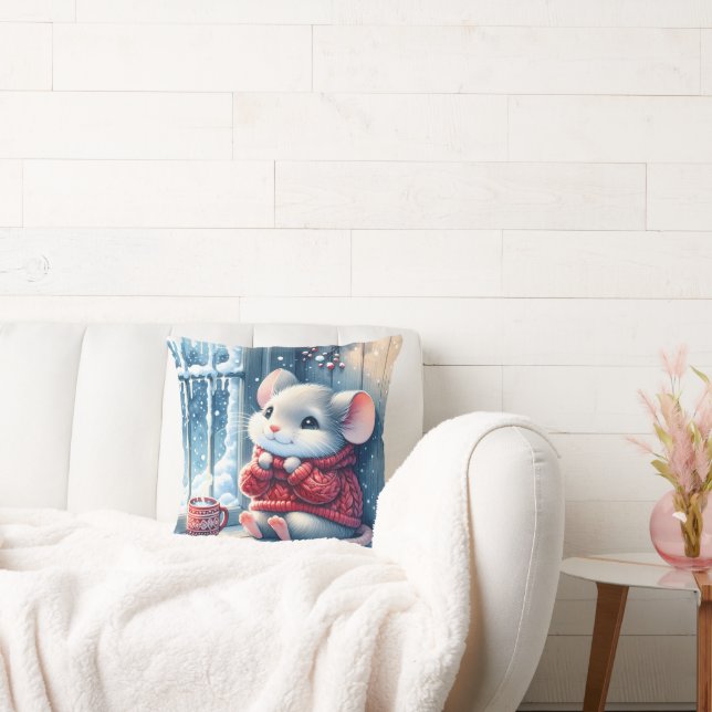 Almofada Rato De Natal Na Janela De Inverno (Sofá)