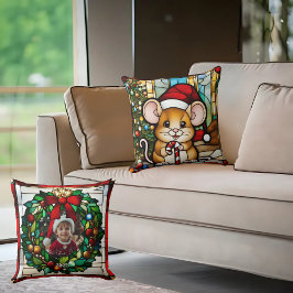 Almofada Rato de Natal Vidro Pintado Falso