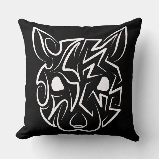 Almofada Rato Tribal Negro e Branco (Frente)