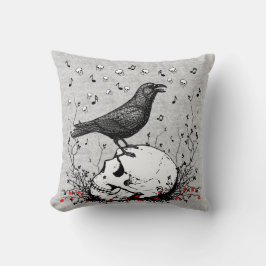 Almofada Raven Canta Canção da Morte na Ilustração do Crâni