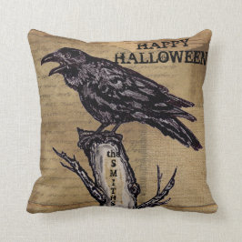 Almofada Raven Halloween Travesseiro Personalizar Burlap Ne