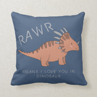 Almofada Rawr Quer Dizer Que Te Amo Em Dinossauros Azul