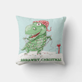 Almofada Rawry Christmas Dinosaur