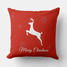 Almofada Ré branca clássica e feliz Natal em vermelho