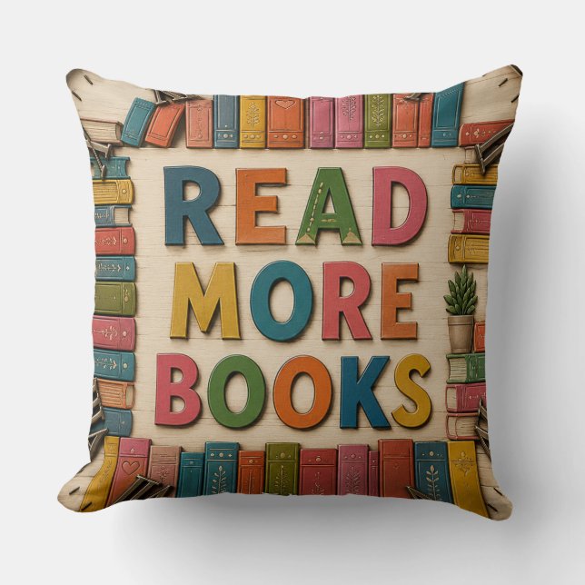 Almofada Read More Books Reading Classroom  (Frente)