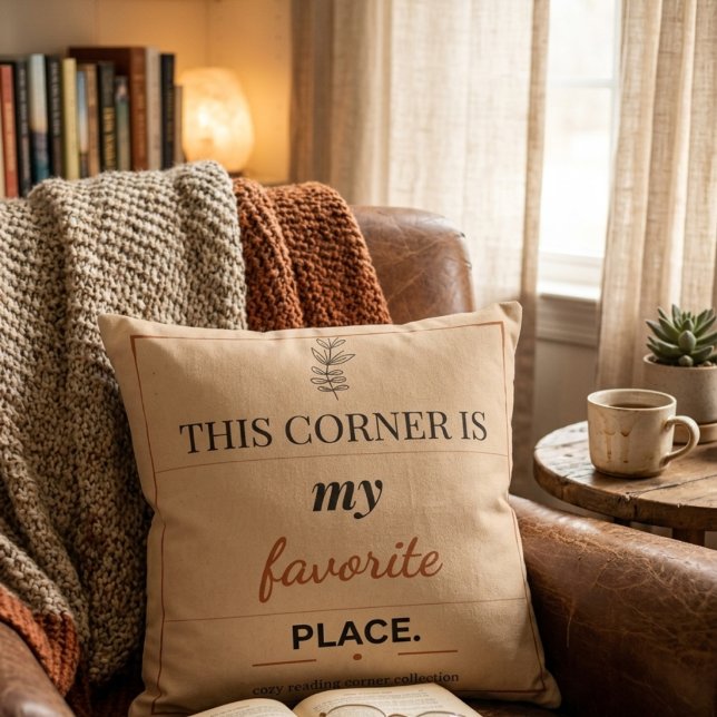 Almofada Reading Corner Square Throw Pillow (Criador carregado)