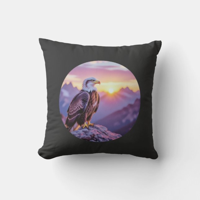 Almofada Realistic Eagle on Rock – Majestic Wildlife Scene (Frente)