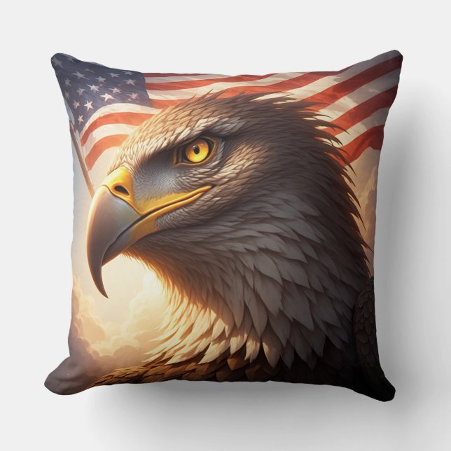 Almofada Realistic Majestic patriotic Eagle USA pride (Frente)