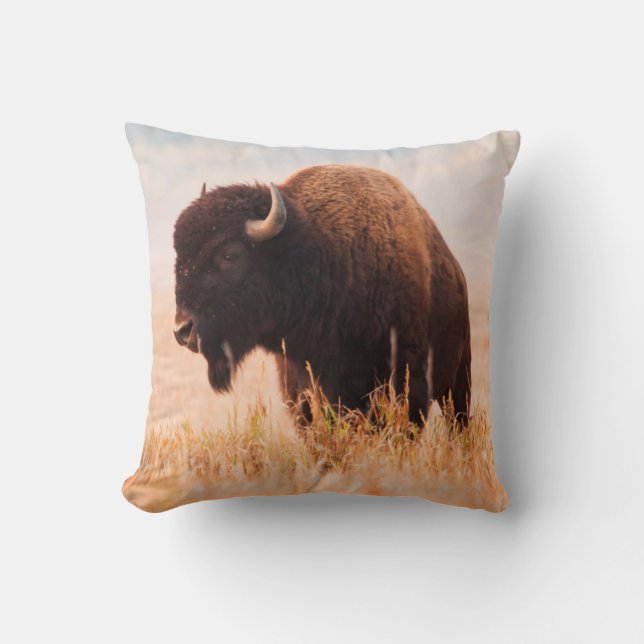 Almofada Rebanho de Bisontes Americanos (Bison Bison) em Te (Frente)