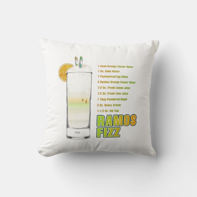 Almofada Receita de Coquetel Ramos Gin Fizz Arte (Frente)