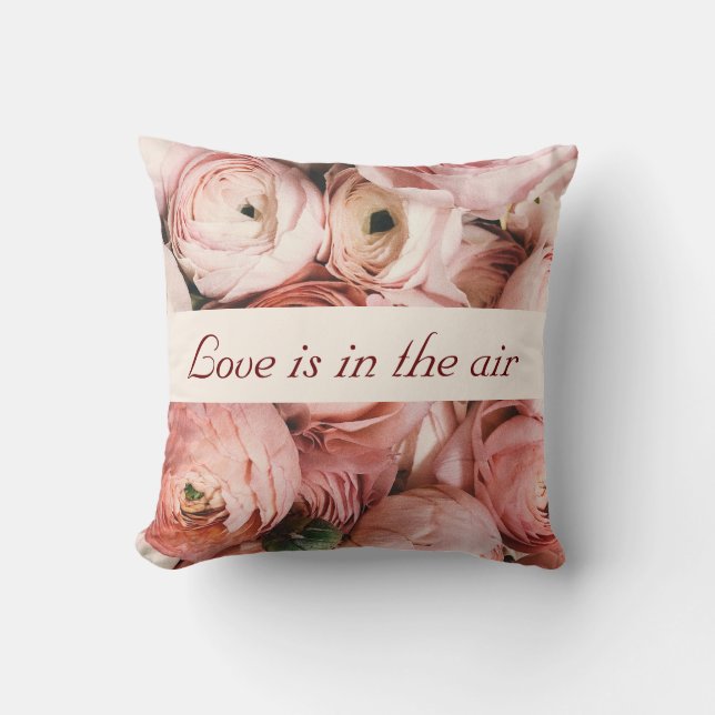 Almofada Recem casados, Rosas Rosa, o amor está no ar (Frente)