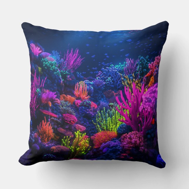 Almofada Récif corallien néon bioluminescent 🌟 (Frente)