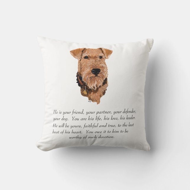 Almofada Recordo de Airedale, Welsh, Lakeland Terrier (Frente)