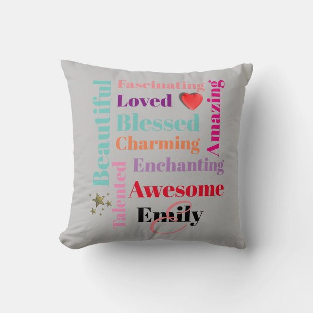 Almofada Recorte de Texto Personalizado de Nome Personaliza (Frente)