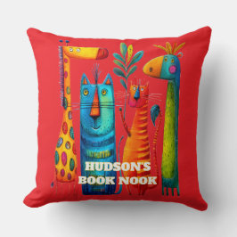 Almofada Red Abstract Safari Pals Kids Throw Pillow