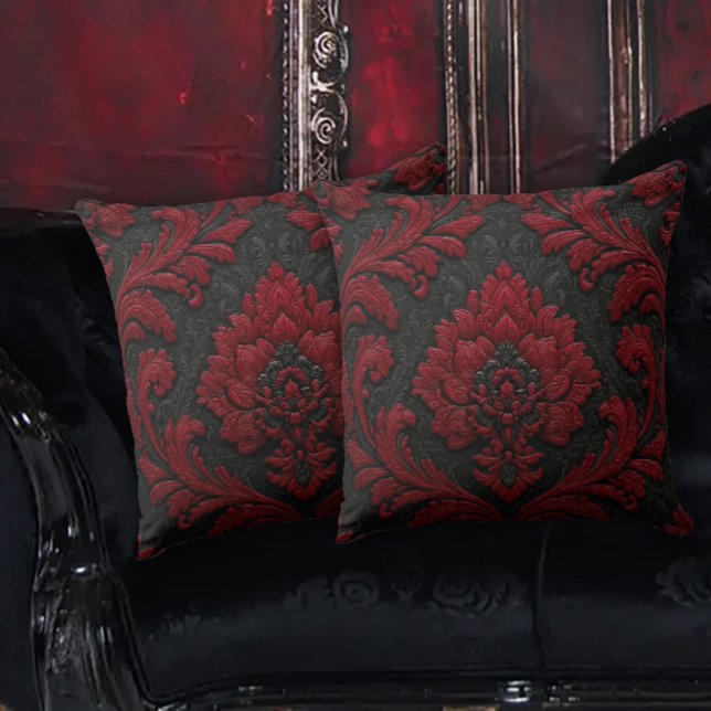 Almofada Red and Black Damask Patterned (Criador carregado)