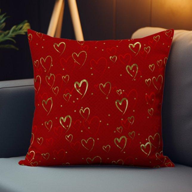 Almofada Red and gold hearts on red Valentine's Pattern (Criador carregado)