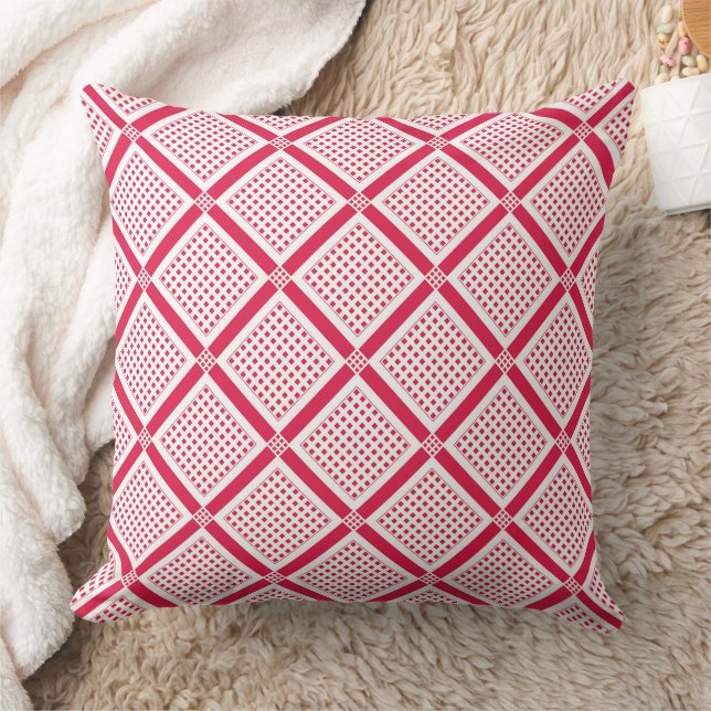 Almofada Red and white geometric checkered pattern retro    (Cobertor)