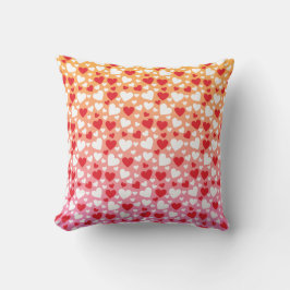 Almofada Red and White Hearts Pattern Throw Pillow