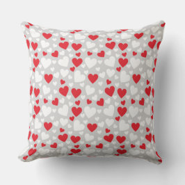 Almofada Red and White Hearts Throw Pillow
