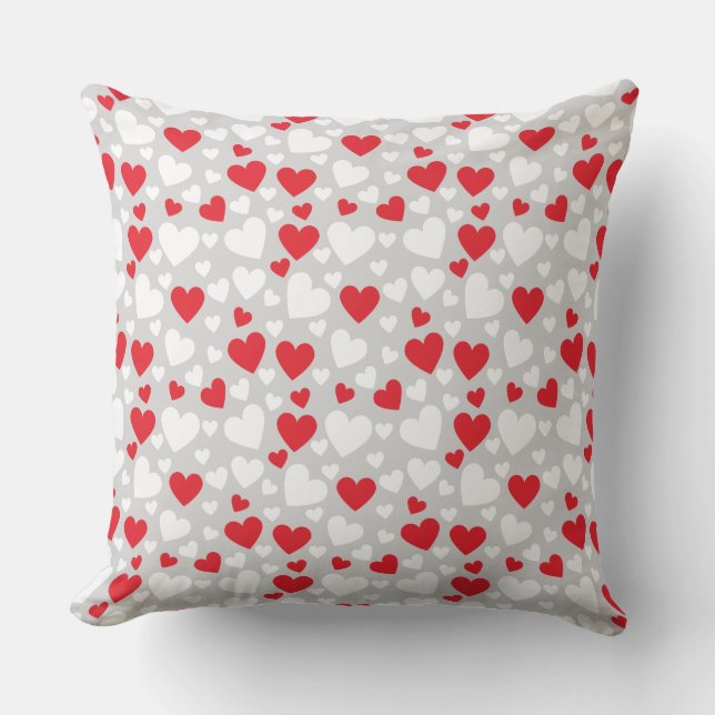 Almofada Red and White Hearts Throw Pillow (Frente)