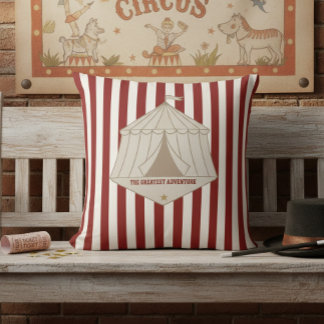 Almofada Red and White Striped Vintage Circus Tent Pillow