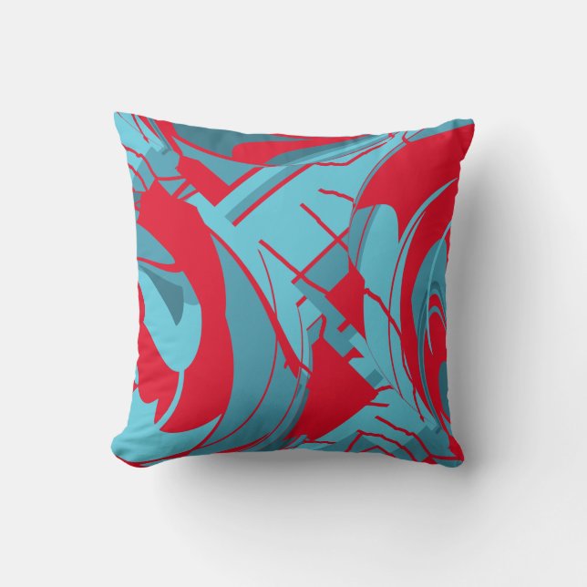 Almofada Red Aqua Turquoise Lush deixa Abstrato Design (Frente)