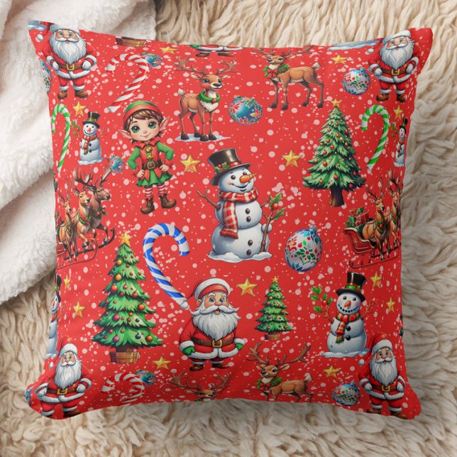 Almofada Red Background Christmas Decorative Pattern (Criador carregado)