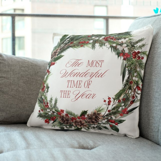 Almofada Red Berry Botânico Moderno - Natal (Get into the holiday spirit with this festive Christmas pillow!)