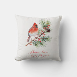 Almofada Red Bird Cardinal Christmas Throw Pillow