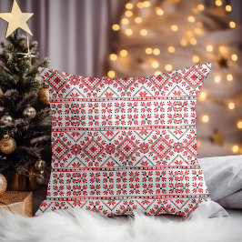 Almofada Red Black and White Classic Fair Isle Motif