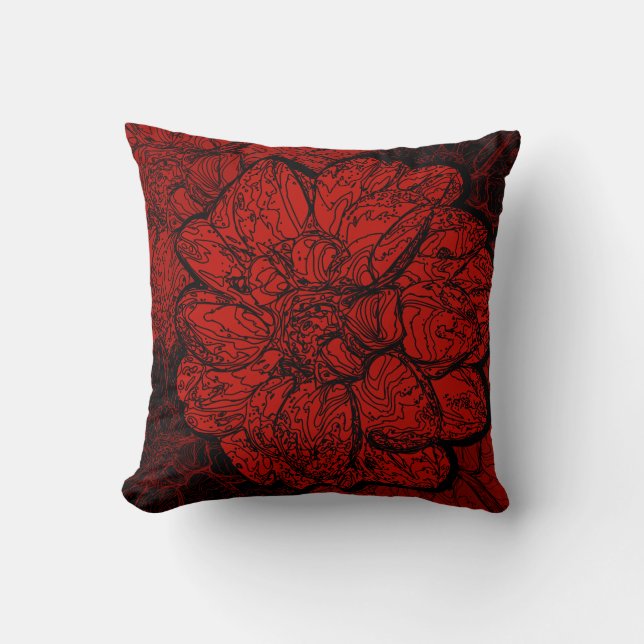Almofada Red & Black Elegant Dahlia Floral (Frente)