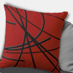 Almofada Red & Black Modern Artistic Abstract Throw Pillow<br><div class="desc">Modern throw pillow features an artistic abstract linear composition in red and black with grey accents. An artistic abstract design with an organic linear pattern features black and grey organic lines that swirl from left to right on a red background. This decorative pillow is bound to add a splash of...</div>