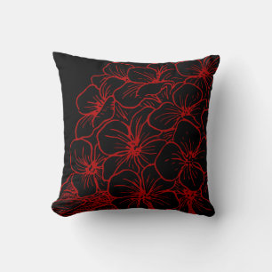 Almofada Red & Black Modern Hydrangea Floral Design
