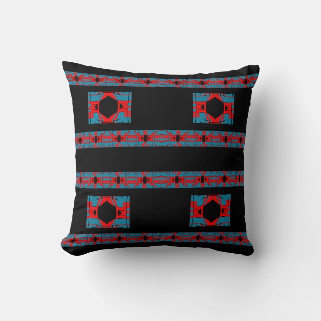 Almofada Red Blue Black Mediterranean Large Mosaic Tiles  (Frente)