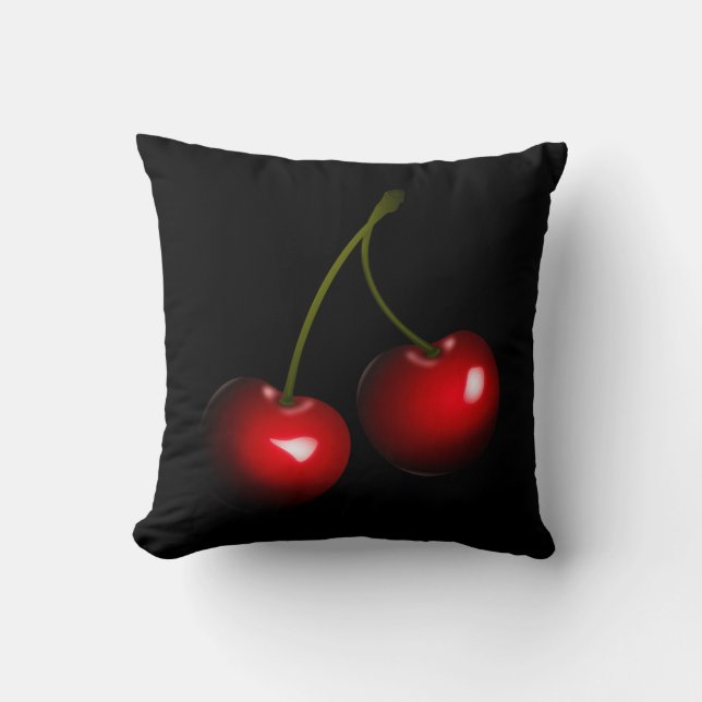 Almofada Red Cherry Black Travesseiro decorativo ou Escolha (Frente)