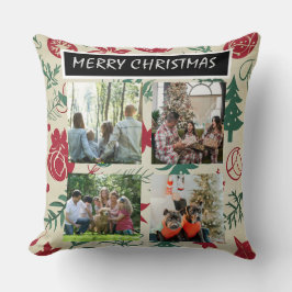 Almofada Red Christmas Patterns  4 Photo Collage