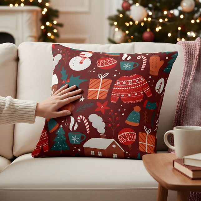 Almofada Red Christmas Pillow – Festive Holiday Design (Criador carregado)