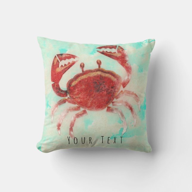 Almofada Red Crab Elegant Beach Sea Comida Ocean Home Decor (Frente)