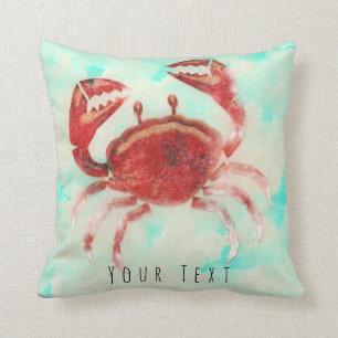 Almofada Red Crab Elegant Beach Sea Comida Ocean Home Decor