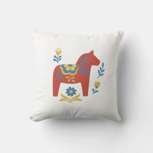 Almofada Red Dala Horse Folk Art