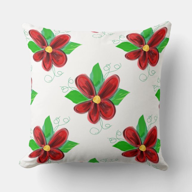 Almofada Red Floral E Polka-Pontos (Frente)