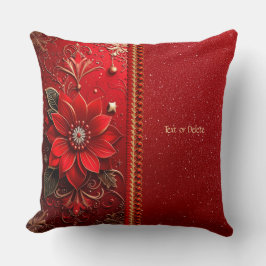 Almofada Red Flower Holiday Throw Pillow