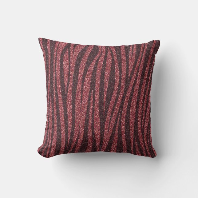 Almofada Red Glitter Zebra Print Metallic  (Frente)
