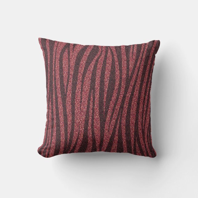 Almofada Red Glitter Zebra Print Metallic  (Frente)