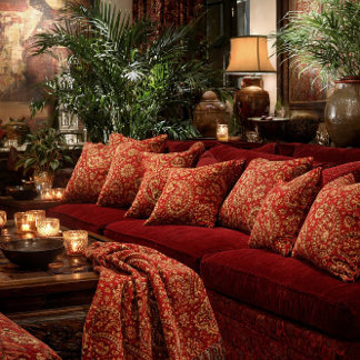 Almofada Red & Gold Paisley Designer Pillows - Room Design