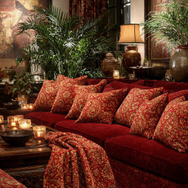 Almofada Red & Gold Paisley Pillows - Customizable 