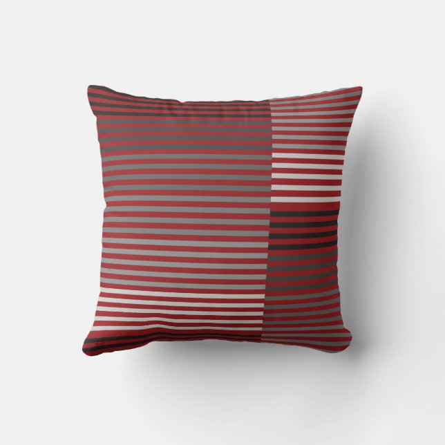 Almofada Red, Gray, Black, White Stripes (Verso)