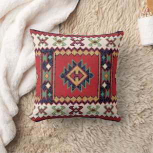Almofada Red Green Beige Black White Rug Kilim